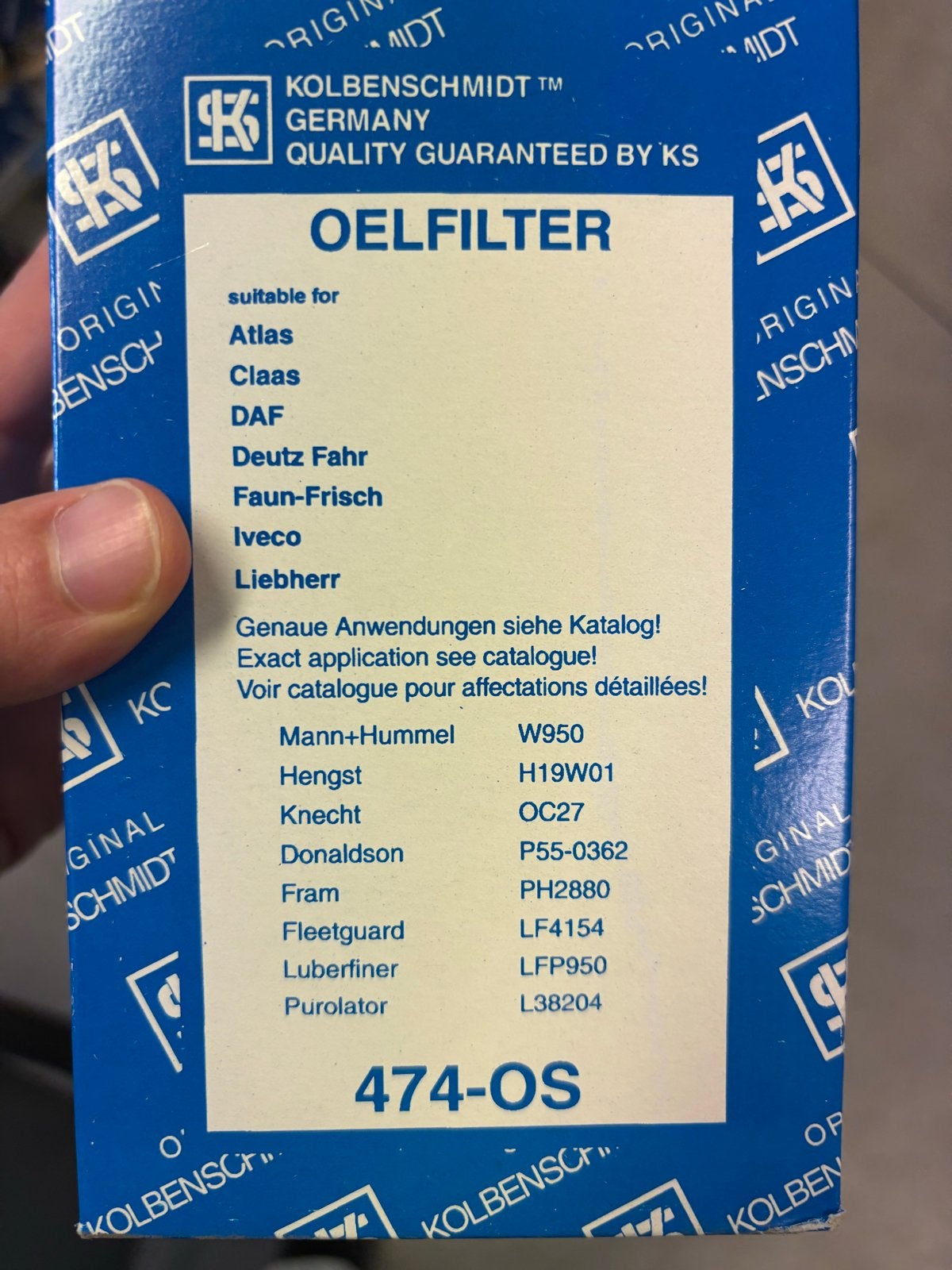 DAF 825 Oliefilter - Kolbenschmidt 474-OS, Auto-onderdelen, Ophalen of Verzenden, Nieuw, Overige automerken