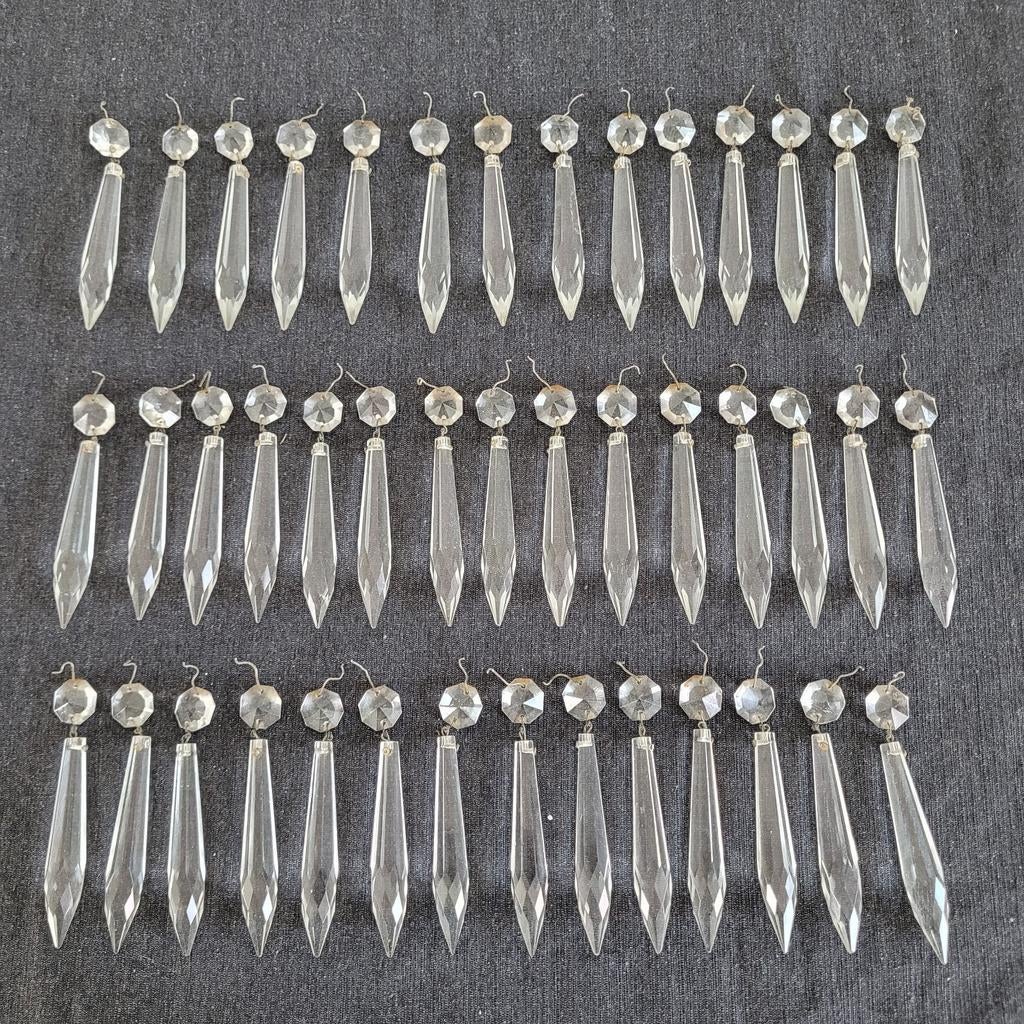 23 grote pegels diamant pijlen onderdelen kroonluchter, Huis en Inrichting, Ophalen of Verzenden, Gebruikt, Glas