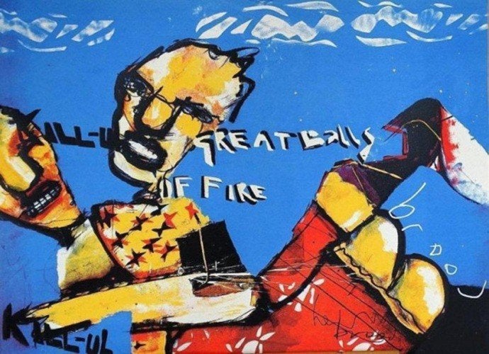 Herman Brood - "Great Balls Of Fire", Gesigneerd, Verzenden, Zeefdruk