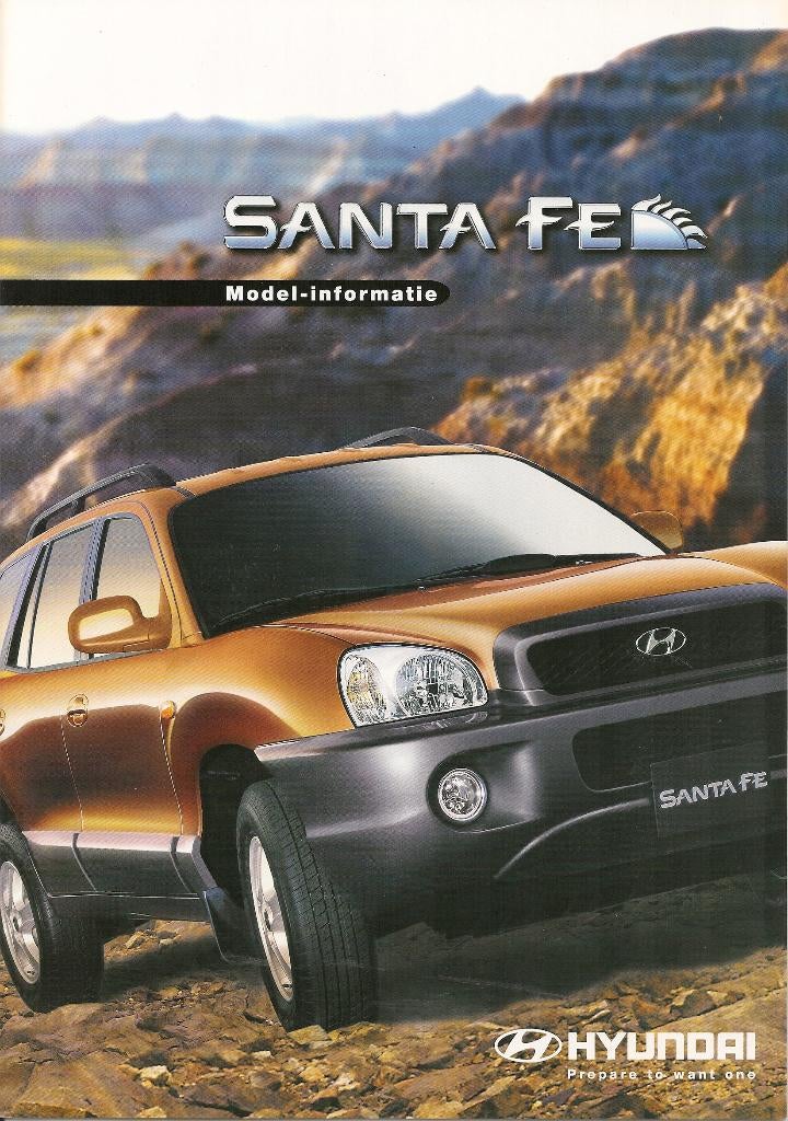 Folder Hyundai Santa Fe, februari 2001, Ophalen of Verzenden, Nieuw, Overige merken