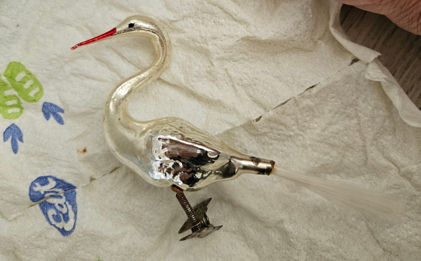 vintage zilverkleurige glazen kerstballen in de vorm van zwa, Antiek en Kunst, Ophalen of Verzenden