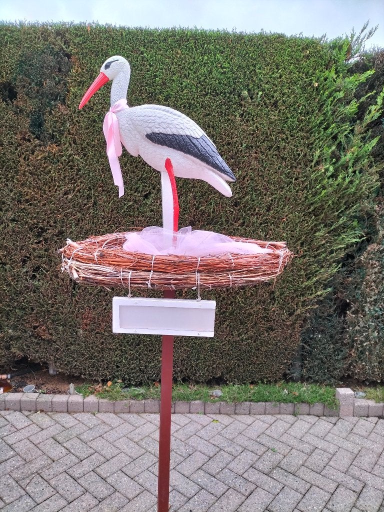 Ooievaar en ooievaarsnest te huur, baby geboren!, Ophalen, Nieuw, Geboortebord