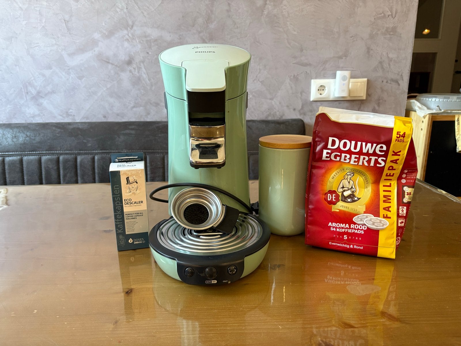 Philips SENSEO Viva Café HD7829/10 Pastelgroen met extra's, Ophalen, Gebruikt, Koffiemachine, Koffiepads en cups