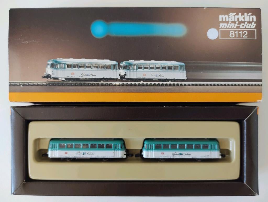 MÄRKLIN Z 8112 RAILBUS Chimgau 2-delige set met verlichting, Gelijkstroom, Wagon, Ophalen of Verzenden, Zo goed als nieuw