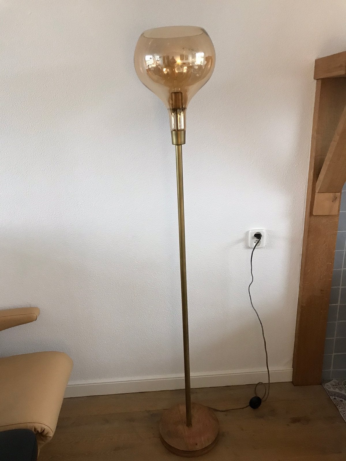 Design modern vloerlamp lamp vintage glas kelk, Ophalen, Zo goed als nieuw, Glas, 150 tot 200 cm