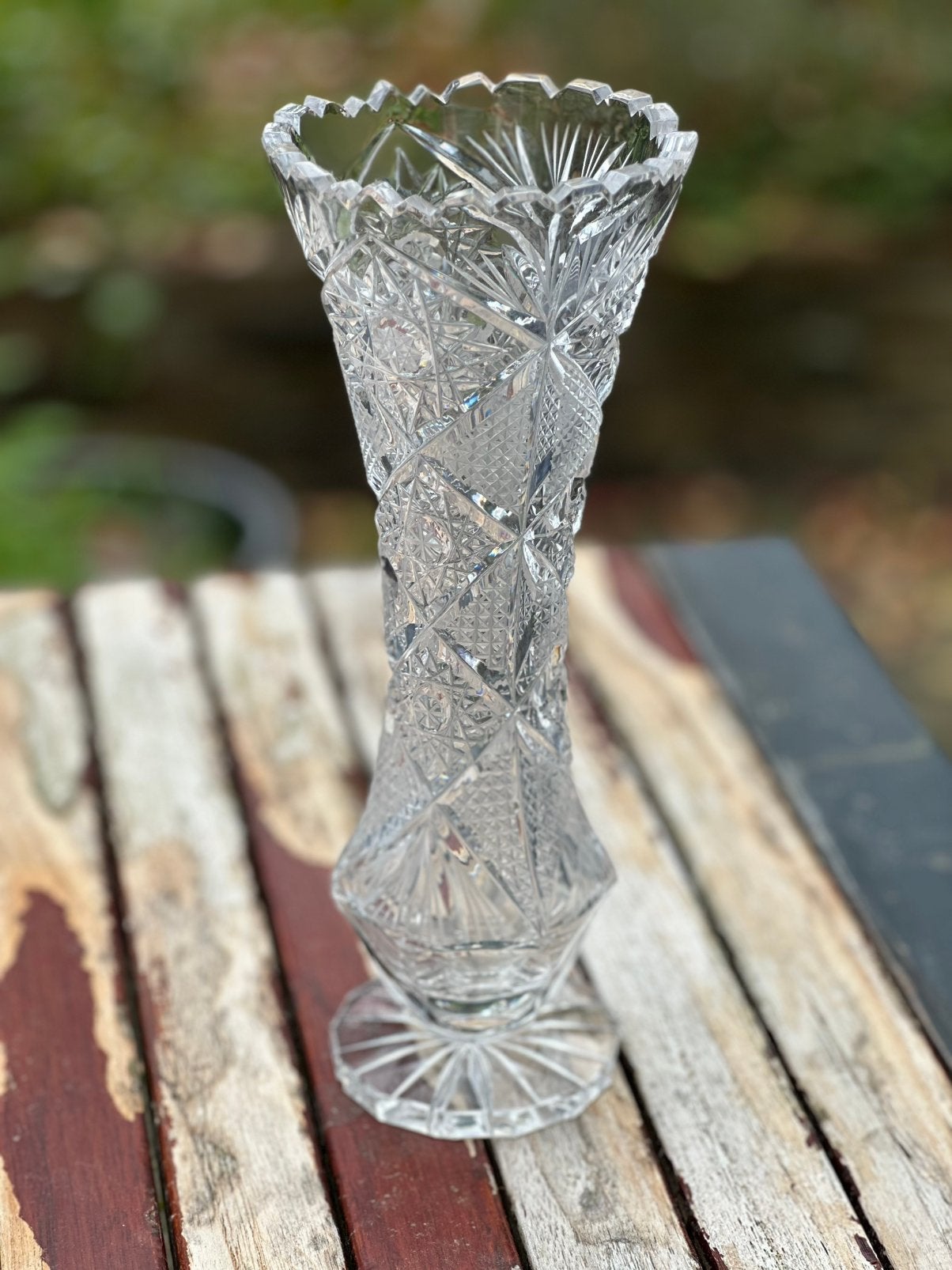 Vintage kristallen vaas, Boheems, Antiek en Kunst, Antiek | Glas en Kristal, Ophalen of Verzenden