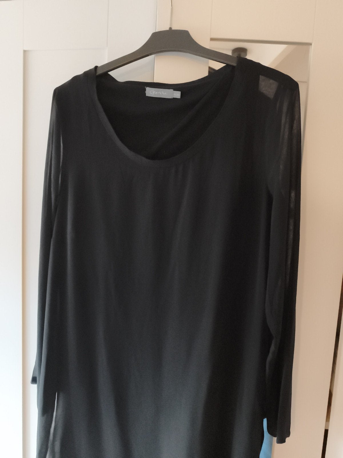 Geisha Zwarte Lange Tuniek - Feestdagen (2XL), Kleding | Dames, Geisha, Zwart, Maat 46/48 (XL) of groter, Ophalen of Verzenden