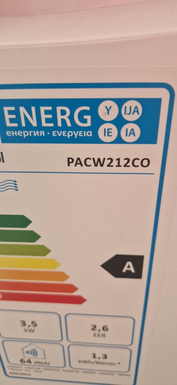 Whirlpool PACW212CO Mobiele Airco - Energieklasse A, Ophalen, Zo goed als nieuw