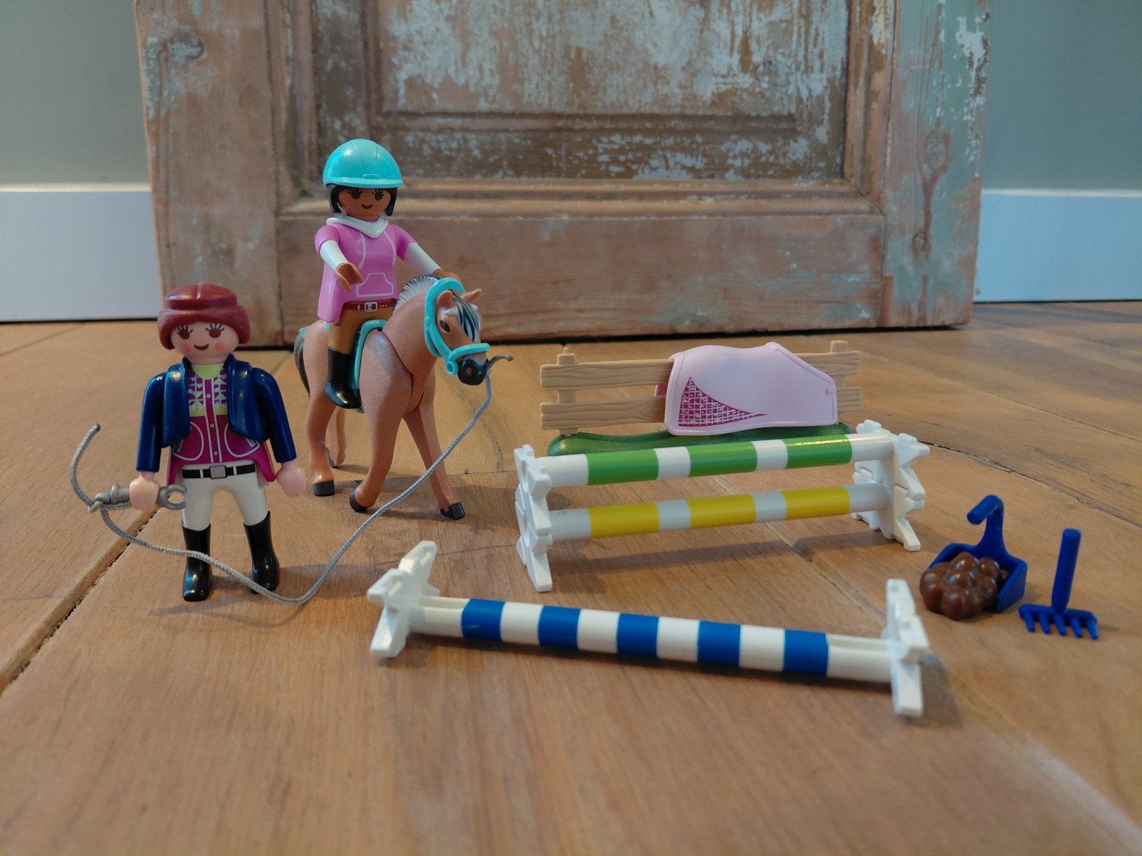 Playmobil Paardenset met Springbalk, 2 Poppetjes en Paard, Ophalen, Gebruikt, Complete set, Country
