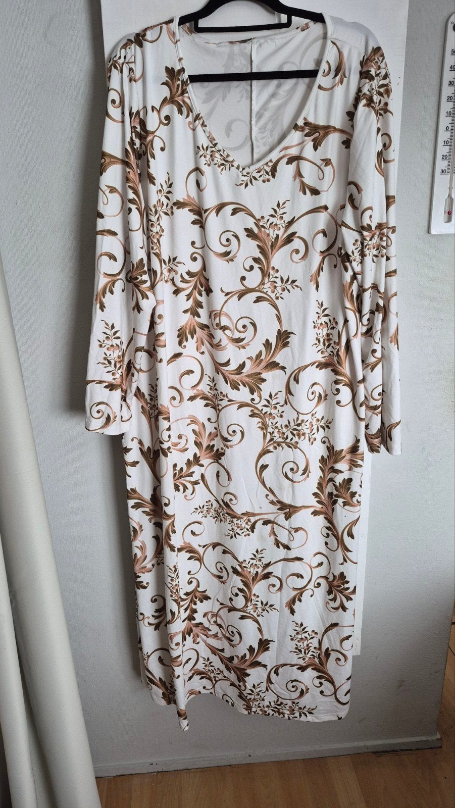 Witte jurk met bruin/goud barokprint, Kleding | Dames, Ophalen of Verzenden, Zo goed als nieuw
