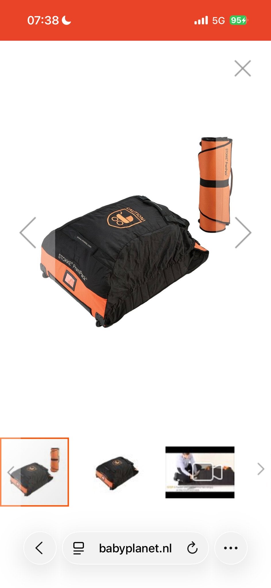 Stokke PramPack Reistas voor Kinderwagen - Oranje/Zwart, Kinderen en Baby's, Kinderwagens en Combinaties, Ophalen of Verzenden