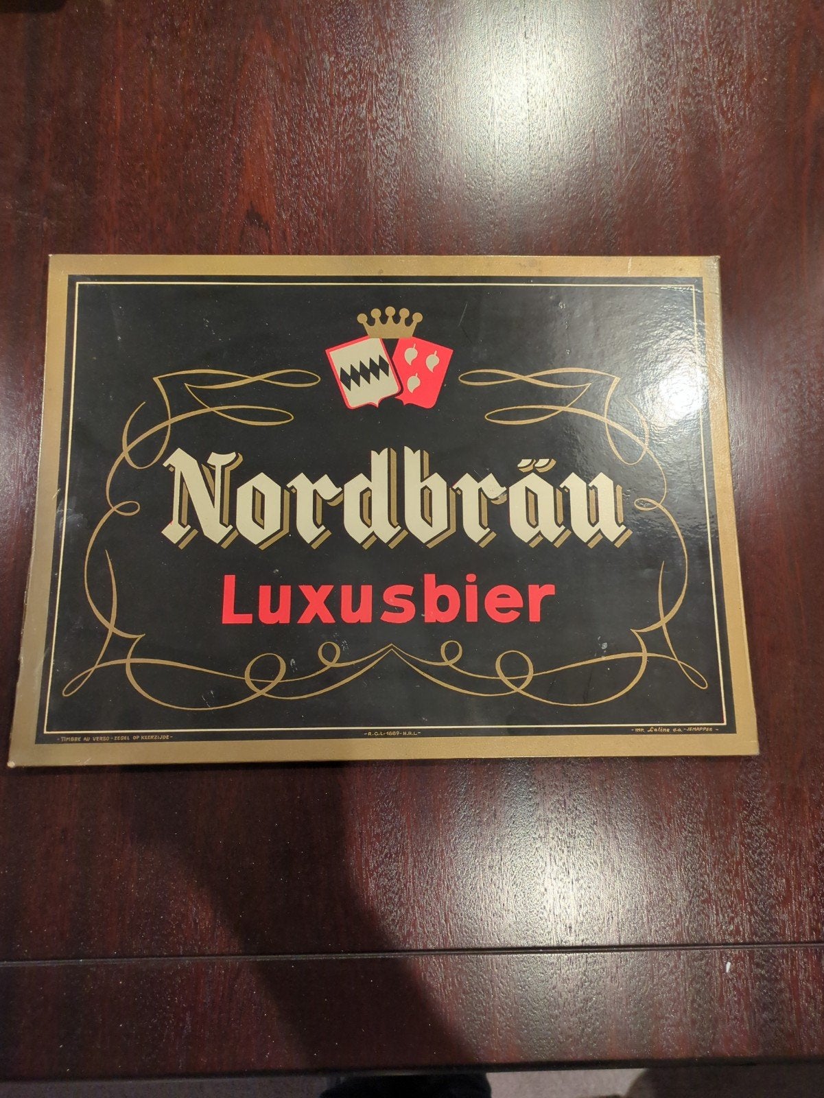 Vintage Nordbräu Luxusbier Reclamebord karton, Verzamelen, Ophalen of Verzenden