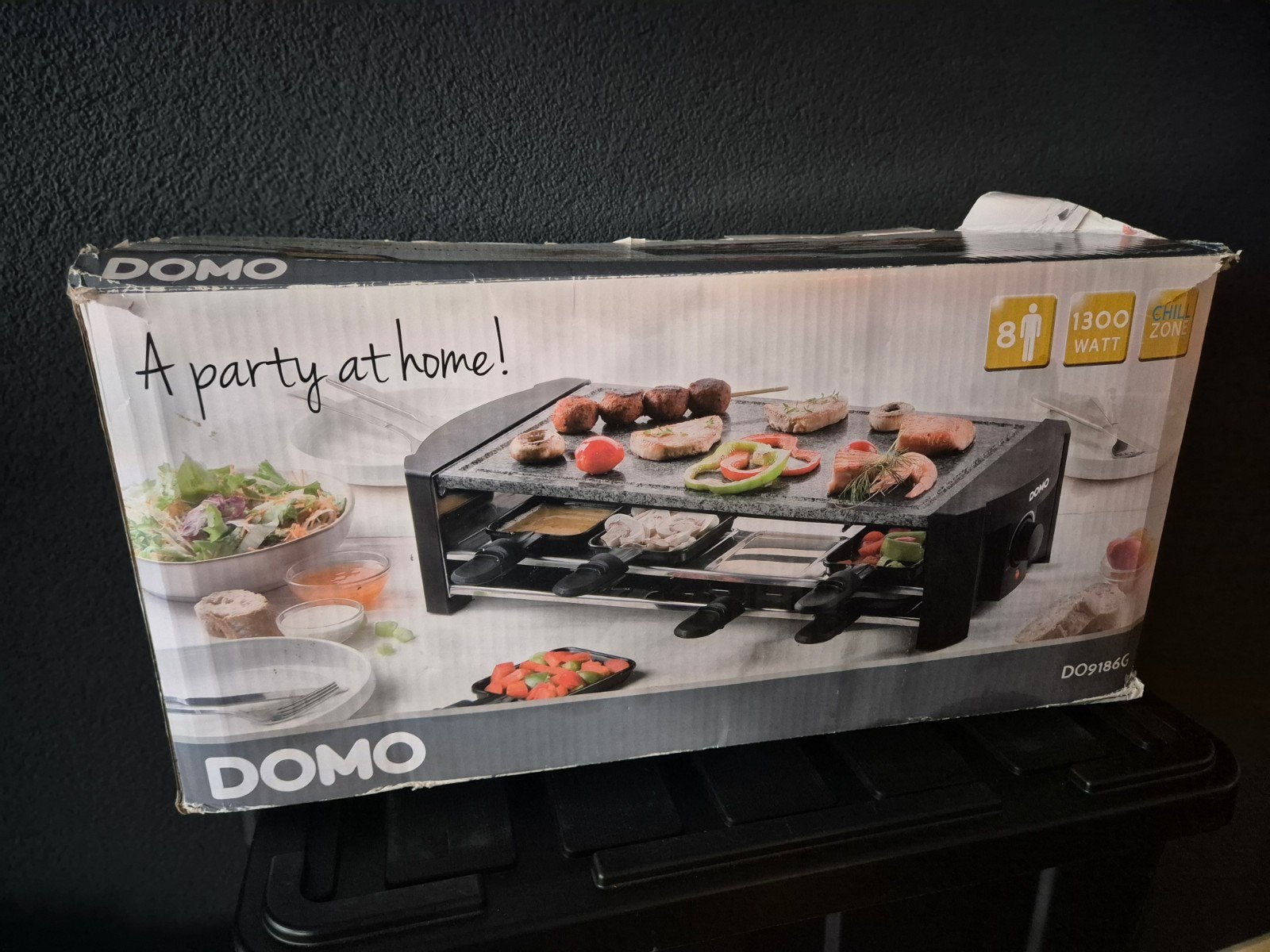 Domo Raclette Grill met Steenplaat - Perfect voor Feestjes!, Ophalen, Zwart, Steen/keramiek, Overige merken