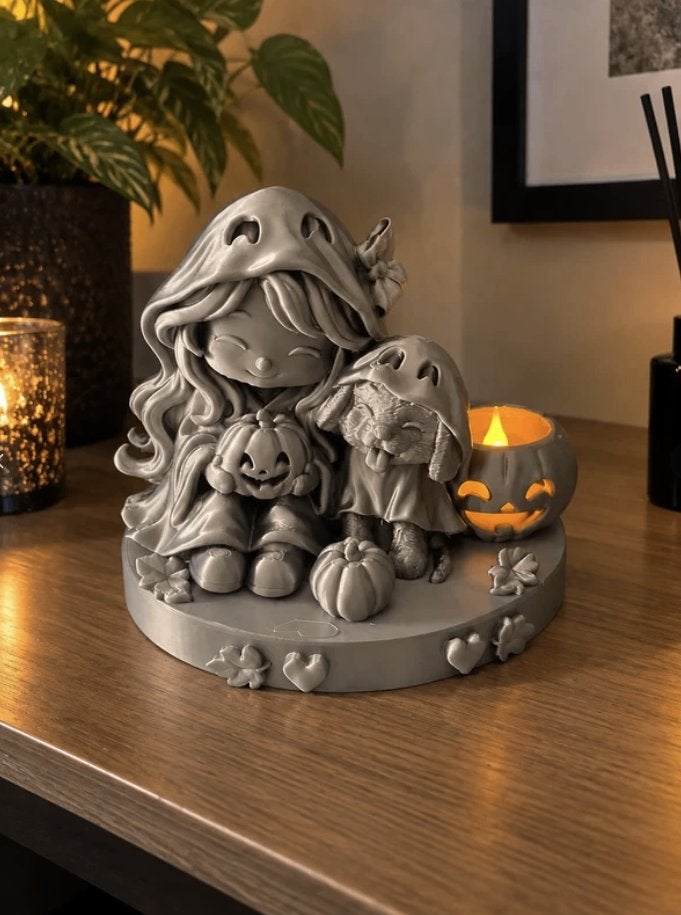 Halloween decoratie met LED-theelichthouder, Ophalen of Verzenden, Nieuw, Versiering, Halloween of Griezel