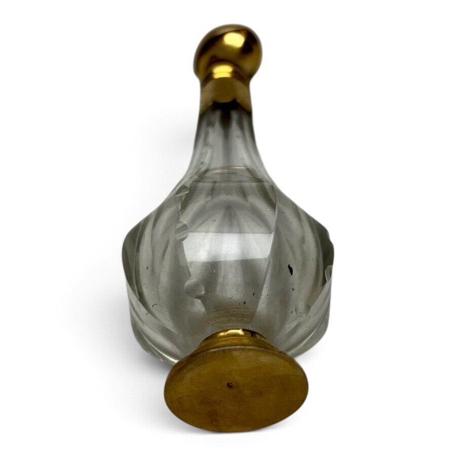 19e eeuwse kristallen parfumflacon, gouden montuur voet, Ophalen of Verzenden