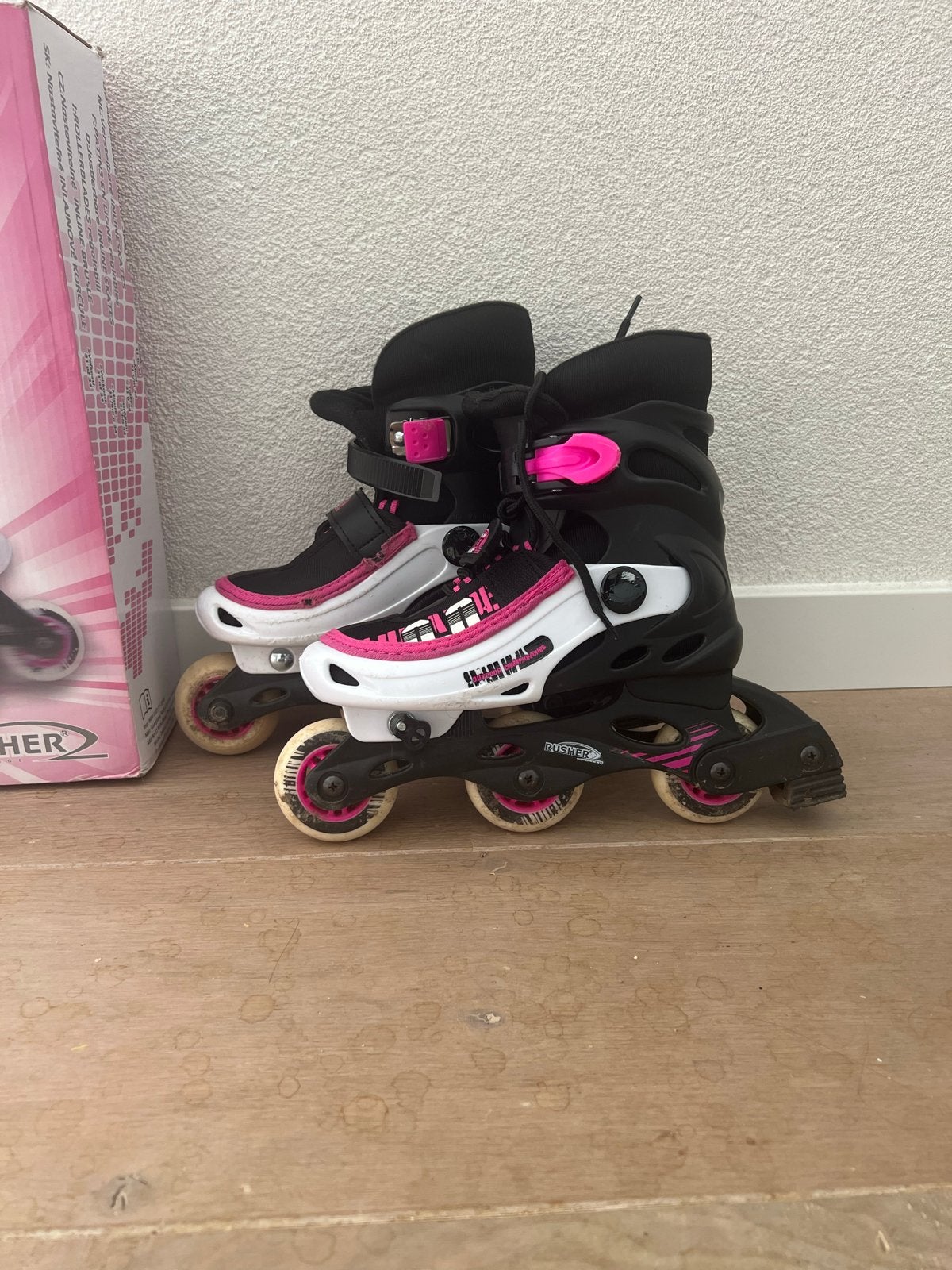 Verstelbare inline skates (maat 31-34) met beschermset, Ophalen of Verzenden, Verstelbaar, Gebruikt, Kinderen