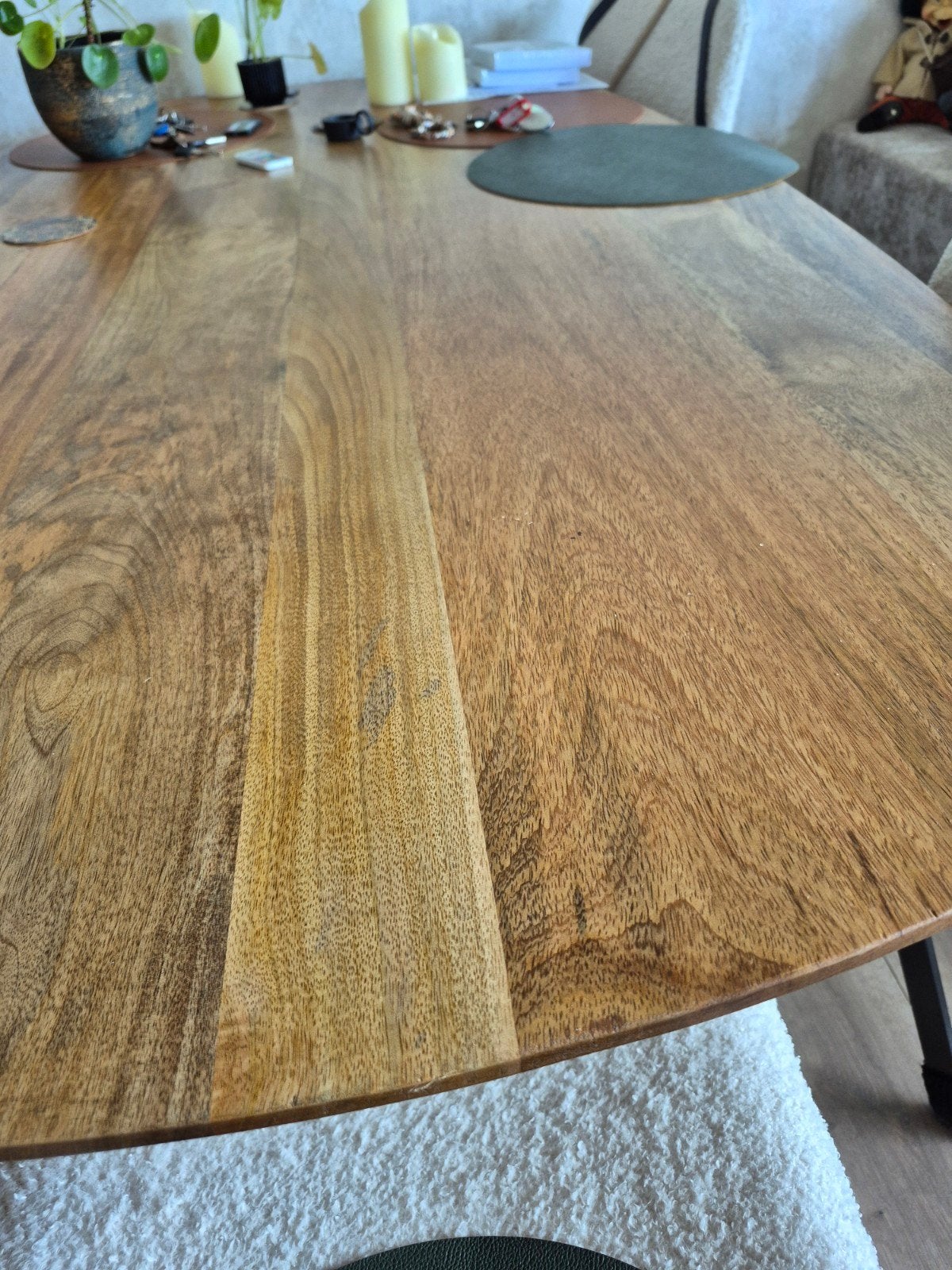 Eettafel 180x100 mangohout met stalen frame, Huis en Inrichting, Tafels | Eettafels, 100 tot 150 cm, Zo goed als nieuw, Vijf personen of meer
