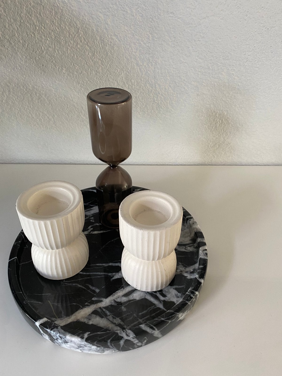 Plateau voor bv kaarsen,zwart/wit  marmer, Ophalen