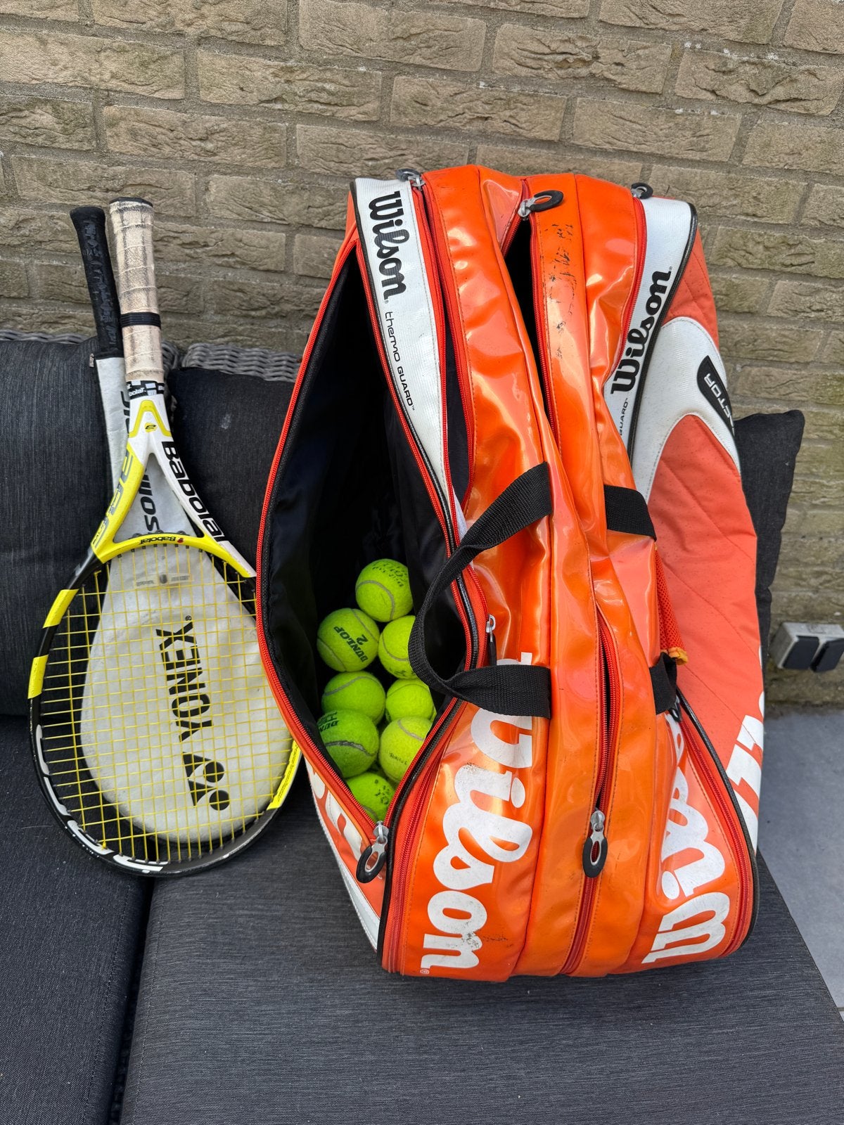 Wilson tennis racket tas - Oranje/Wit, Ophalen of Verzenden, Gebruikt, Tas, Wilson