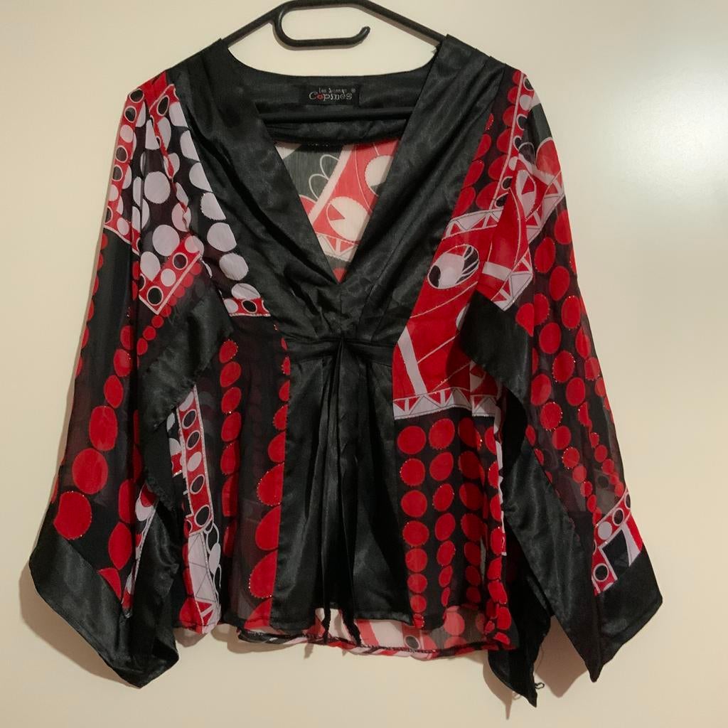 Blouse/tuniek mt s  36 zwart/rood, Ophalen of Verzenden, Zo goed als nieuw, Maat 36 (S), Rood