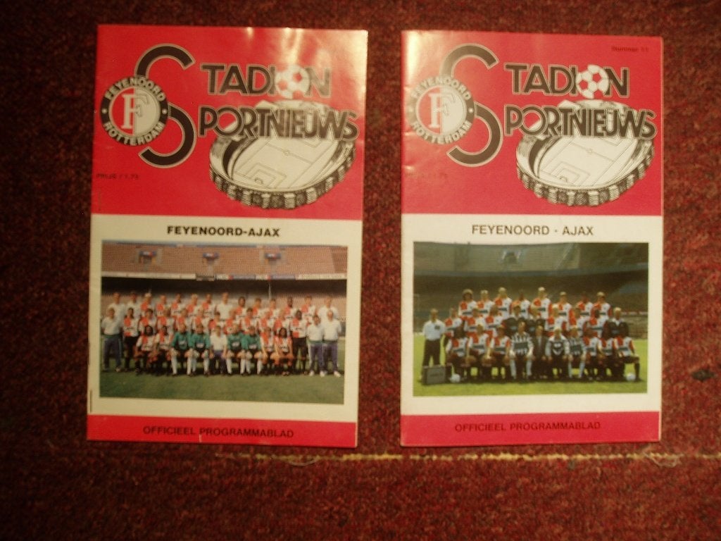 Feyenoord-Ajax 2x Programmagids Seizoen 1990 en 1991, Verzamelen, Ophalen of Verzenden, Gebruikt, Feyenoord, Overige typen