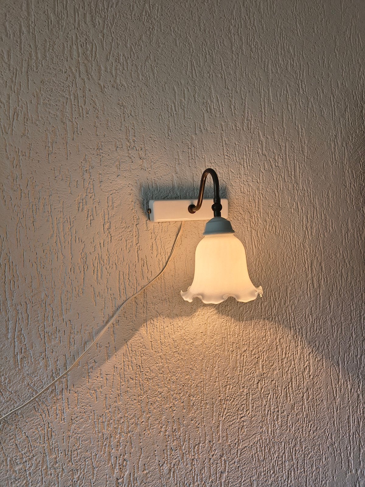 Wandlamp met glazen kap - Aldo Bernardi Baracca, Met snoer/stekker, Zo goed als nieuw, E27 (groot), Ophalen of Verzenden