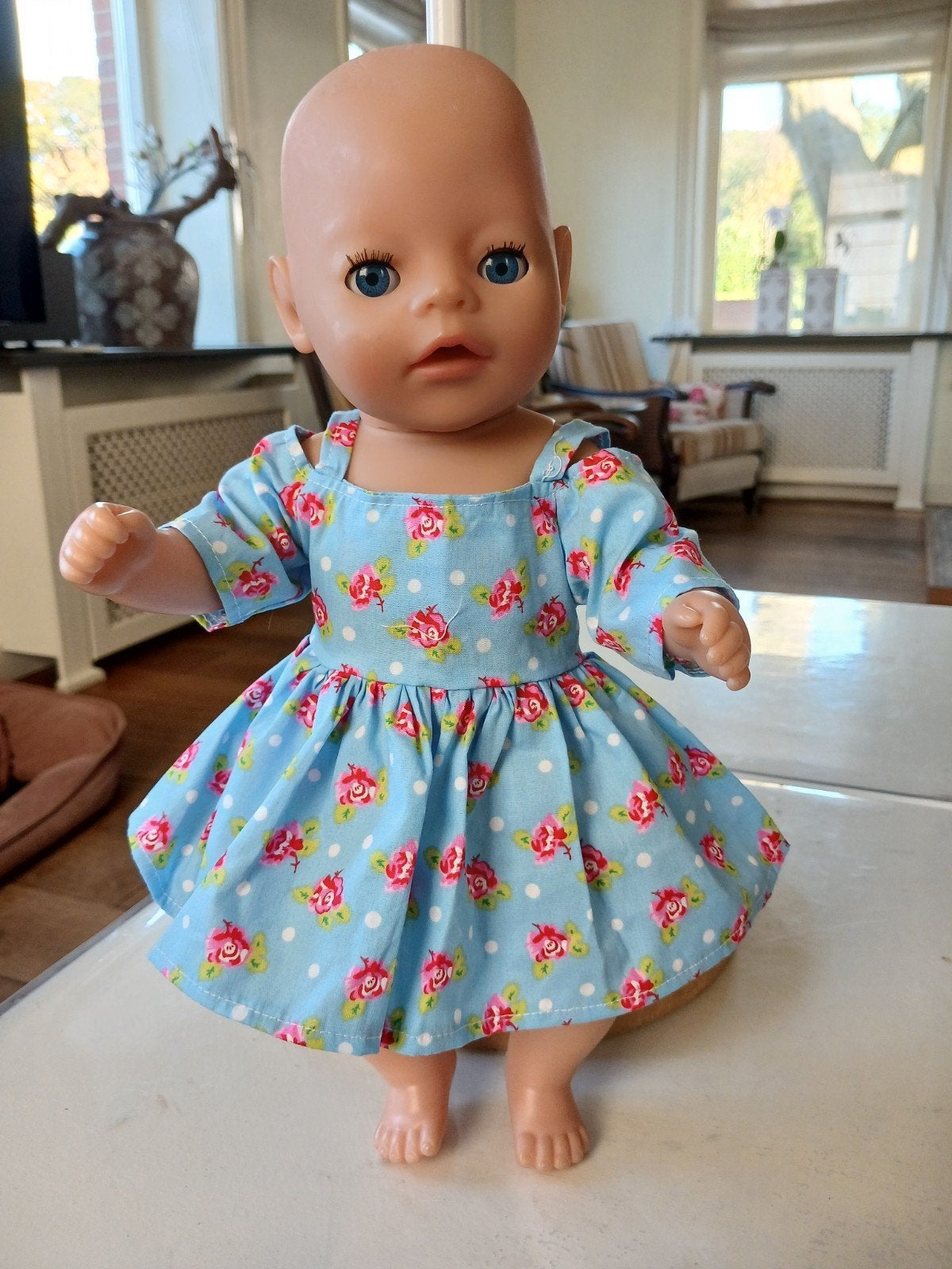 mooi roosjes zwierjurk baby born pop 36/38, Ophalen of Verzenden, Zo goed als nieuw, Babypop