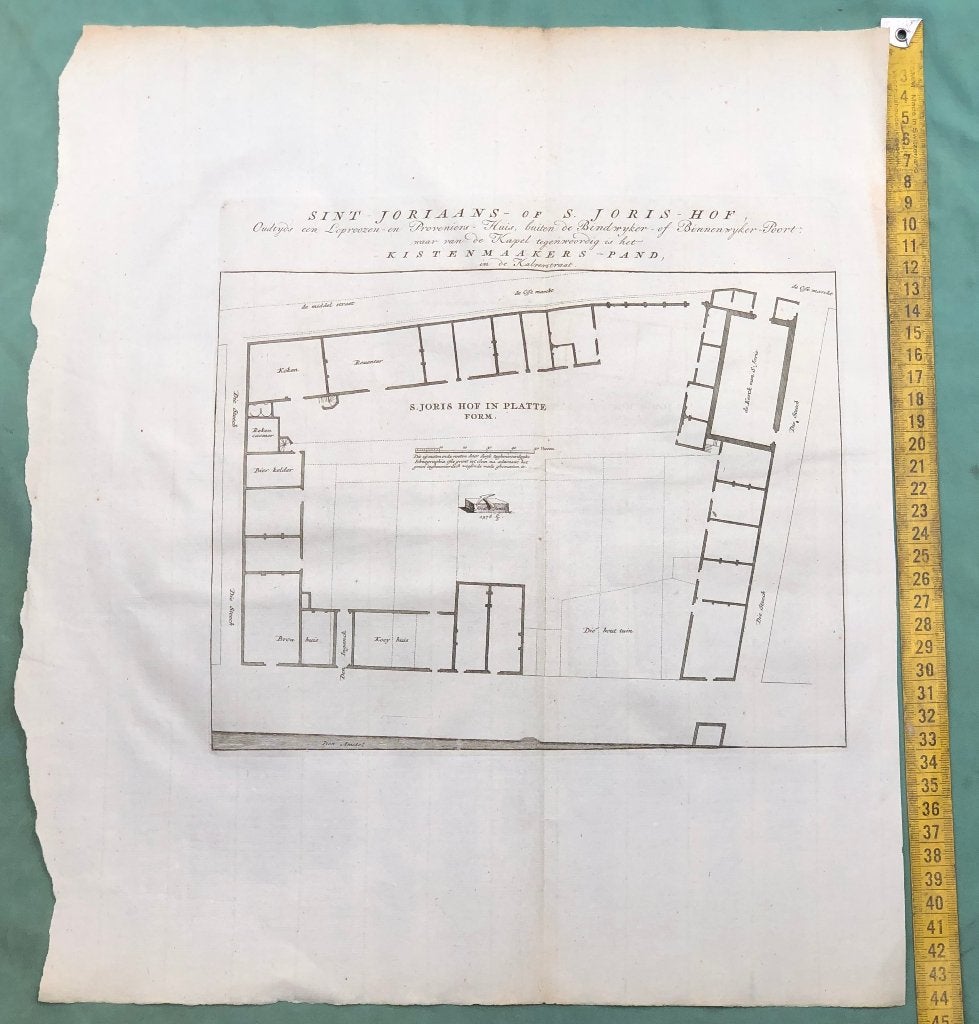 18e eeuw Amsterdam kopergravure Sint Joris Hof map, Antiek en Kunst, Stadsgezicht, Ophalen of Verzenden, Gravure, Origineel