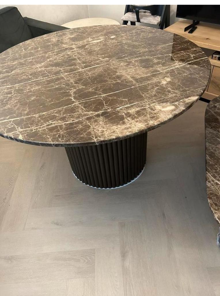 Eettafel en salontafel Emperador marmer, Huis en Inrichting, Complete eetkamers, Nieuw, 4 tot 6 stoelen, Ophalen