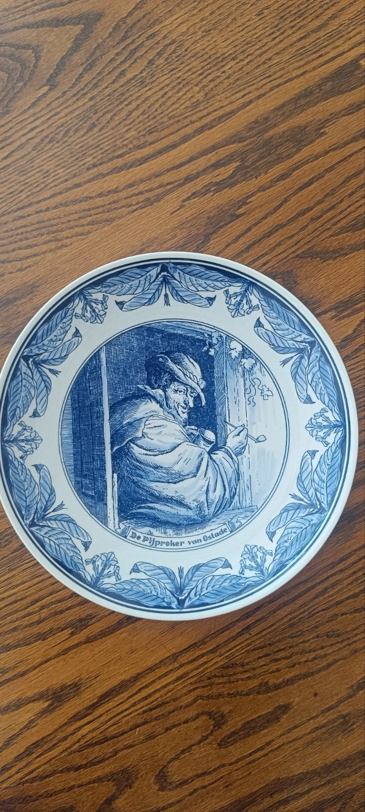 Delfts Blauw Pijpenroker van Ostade Schoonhoven Bord, Antiek en Kunst, Ophalen