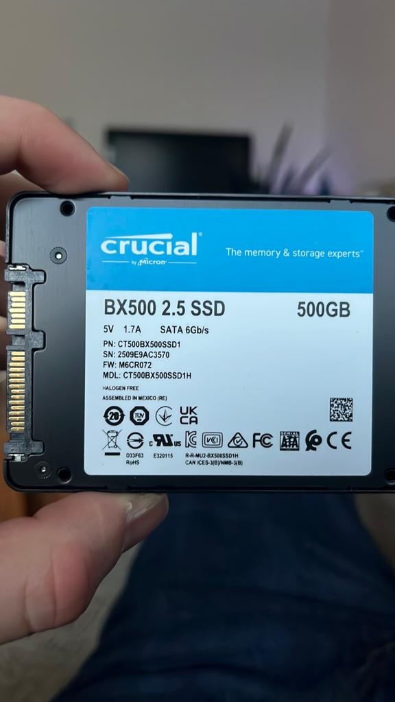 Crucial BX500 2.5" SSD – 500GB, Computers en Software, Harde schijven, Zo goed als nieuw, Desktop, Intern, SSD, SATA, Ophalen of Verzenden