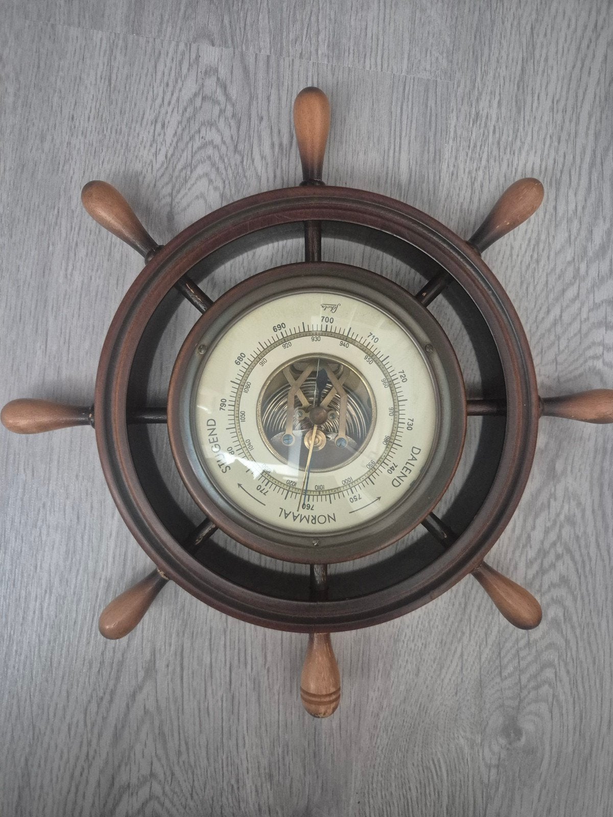 Antieke Barometer in Stuurwiel Design, Ophalen of Verzenden, Gebruikt, Barometer