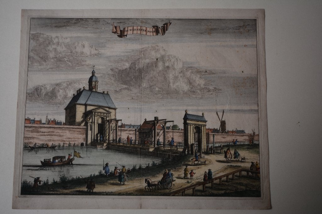 Amsterdam Weesper Poort Kopergravure Uit Commelin 1693 EB5, 26 cm, 34 cm, Verzenden, Stadsgezicht