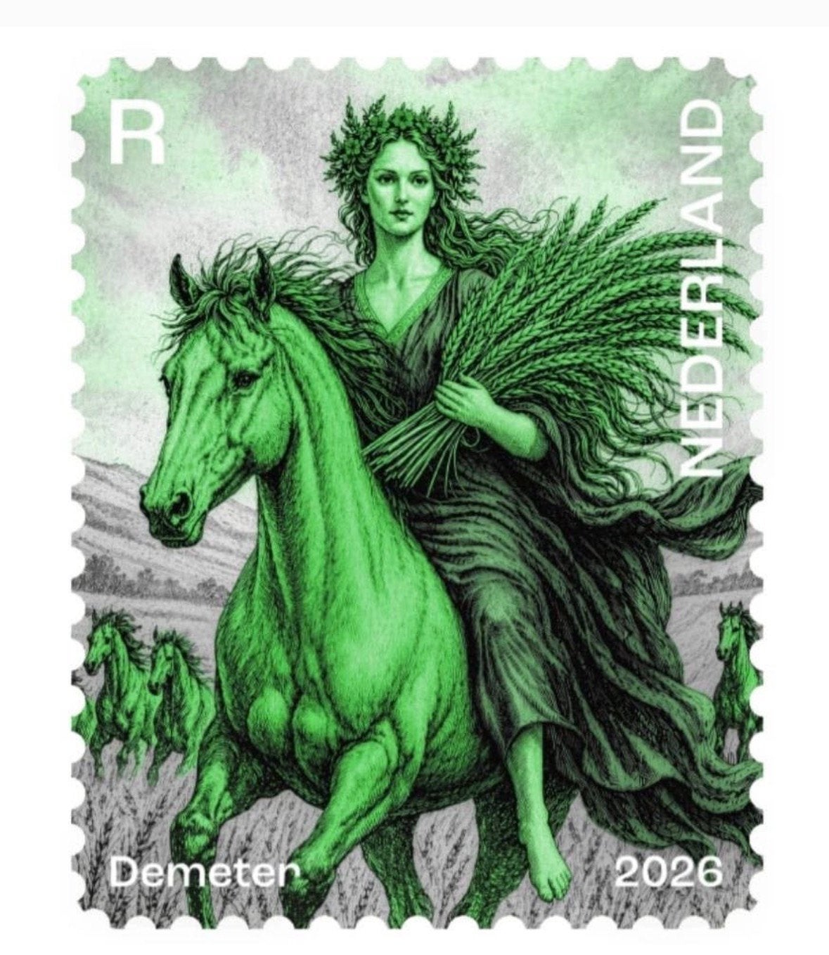 Nft cryptozegel demeter groen ongeclaimd postfris, Ophalen of Verzenden, Na 1940, Postfris