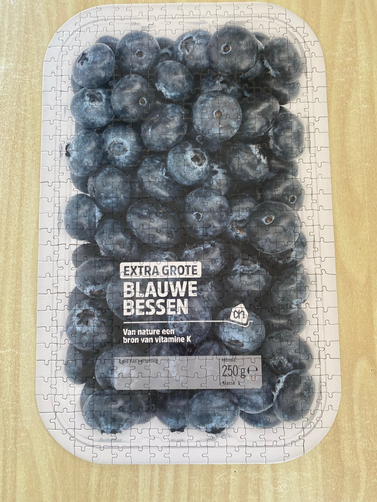 AH Vormpuzzel Blauwe Bessen 500 stukjes, Hobby en Vrije tijd, Denksport en Puzzels, Ophalen of Verzenden, 500 t/m 1500 stukjes