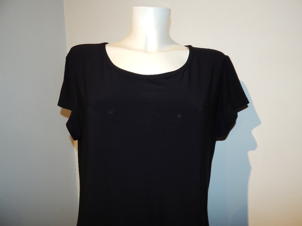 Joseph Ribkoff zwarte stretch jurk onderkant plooi rand D44, Verzenden, Zwart, Maat 42/44 (L), Joseph Ribkoff