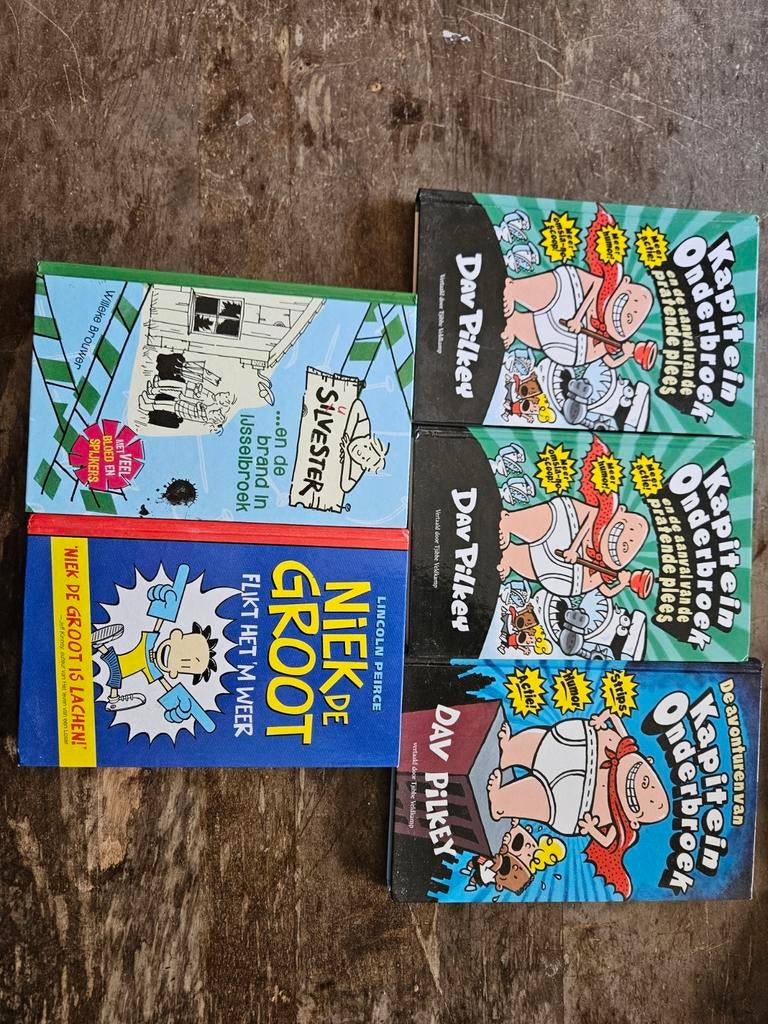 Kapitein Onderbroek, Niek de Groot, Silvester, Boeken, Ophalen of Verzenden, Gelezen, Dav Pilkey, Lincoln Peirce, M. Brouwer, Fictie algemeen
