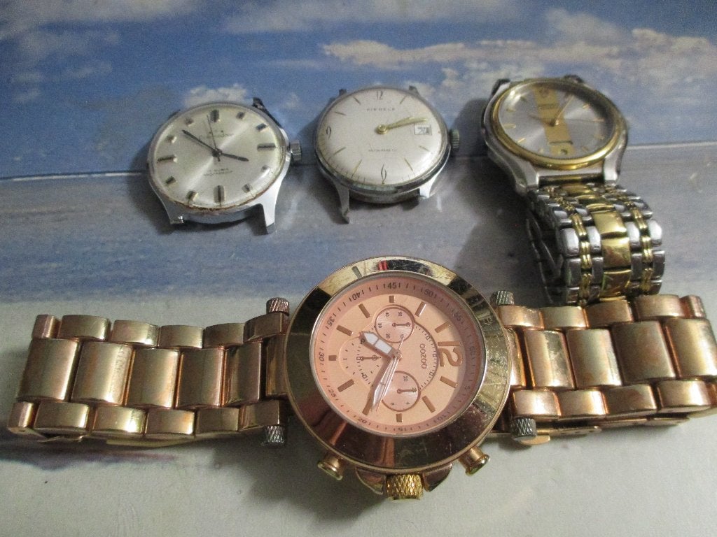 4 horloges seiko,oozoo,commodoor,werkend,reparatie/onderdeln, Seiko, Staal, Polshorloge, Verguld