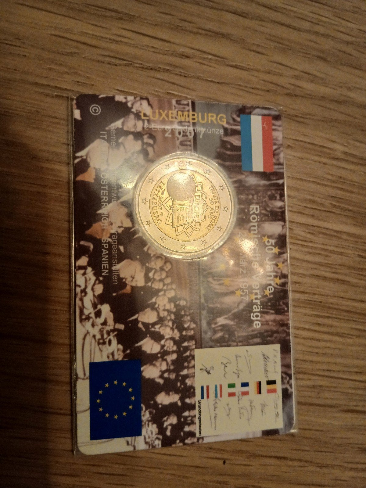 Coincard 2 Euro Herdenkingsmunt Luxemburg 2007 -Verdrag Rome, Postzegels en Munten, Munten | Europa | Euromunten, Losse munt, 2 euro