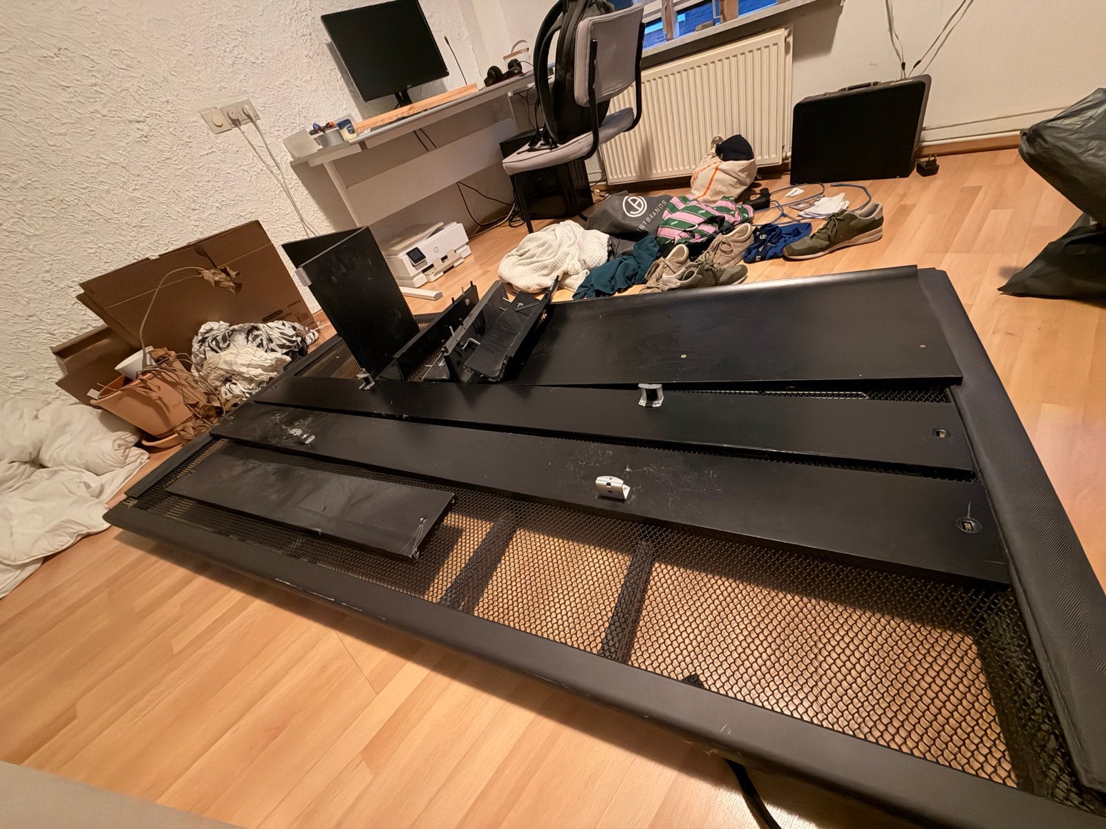 Auping Auronde twijfelaar bed 120x200 zwart hout, Ophalen, Gebruikt, Zwart, Twijfelaar