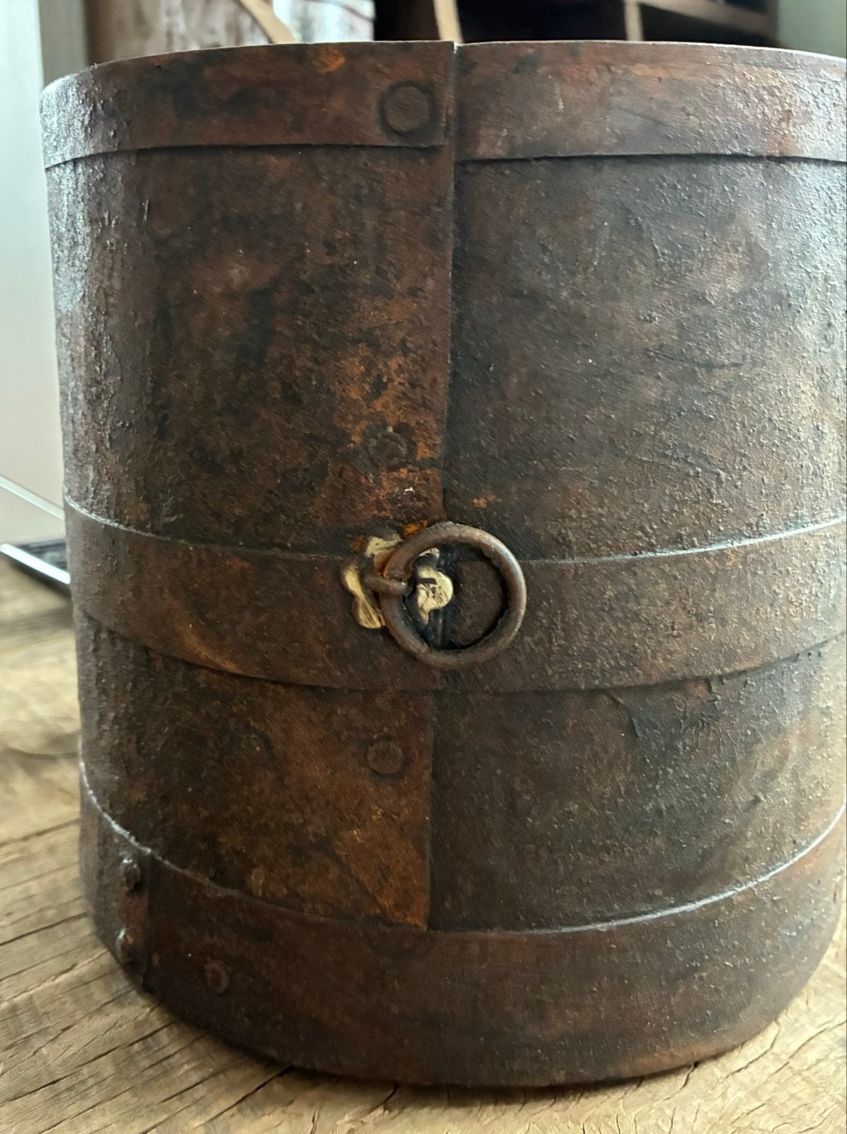 Antieke ijzeren pot - Rustieke decoratie, Antiek en Kunst, Ophalen of Verzenden