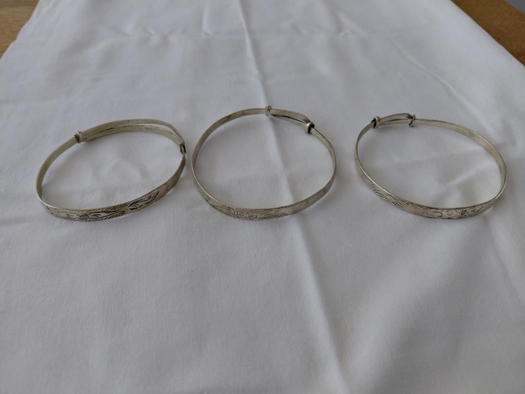 3X vintage zilveren slavenarmband, Sieraden, Tassen en Uiterlijk, Armbanden, Ophalen of Verzenden, Gebruikt, Zilver, Zilver