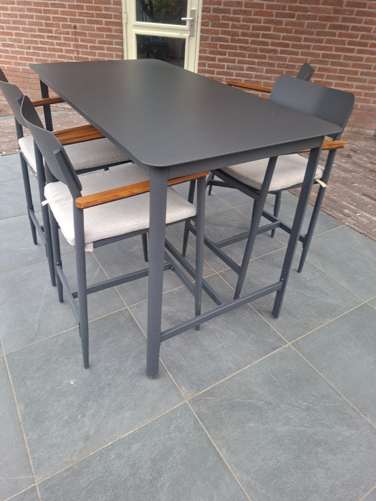 Intratuin 4-zits barset aluminium antraciet, Ophalen, 4 zitplaatsen, Gebruikt, Eettafel