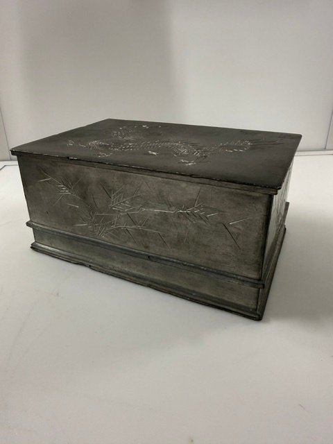 Vintage metalen thee doos chinees met draak Aziatisch, Antiek en Kunst, Ophalen of Verzenden