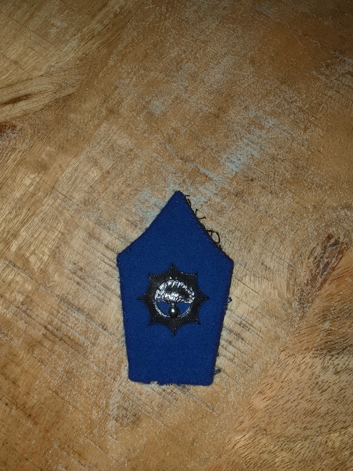 Kraagspiegel Korps Rijkspolitie - Springende Granaat, Verzamelen, Ophalen of Verzenden, Overige soorten, Nederland, Embleem of Badge
