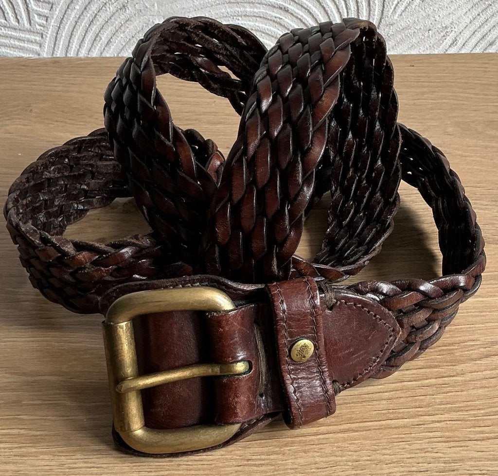 Mulberry.  Gevlochten leren riem. 105 cm., Kleding | Dames, Riemen en Ceinturen, Echt leder, Mulberry, Ophalen of Verzenden, Zo goed als nieuw