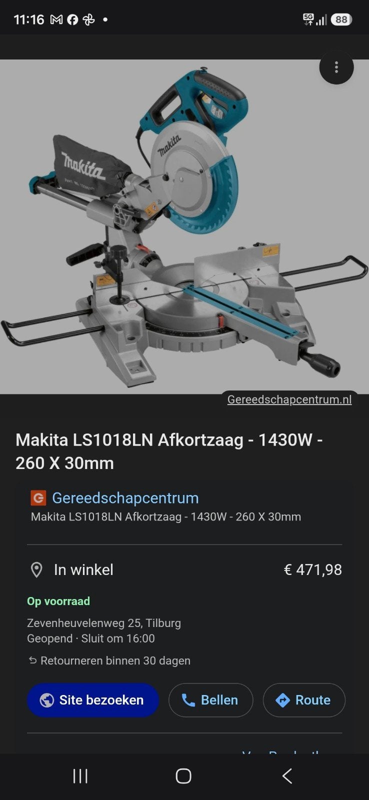 Makita LS1018LN Afkortzaag - Showroommodel, 70 mm of meer, Ophalen of Verzenden, Zo goed als nieuw, Makita