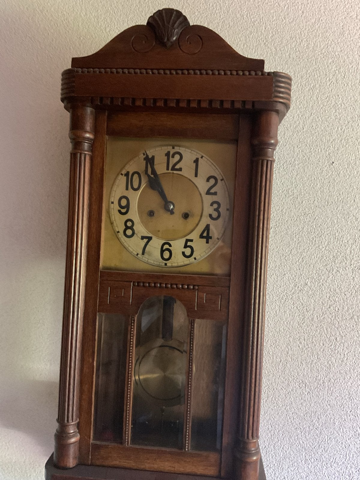 Antieke wandklok met slinger en uurwerk, Antiek en Kunst, Antiek | Klokken, Ophalen