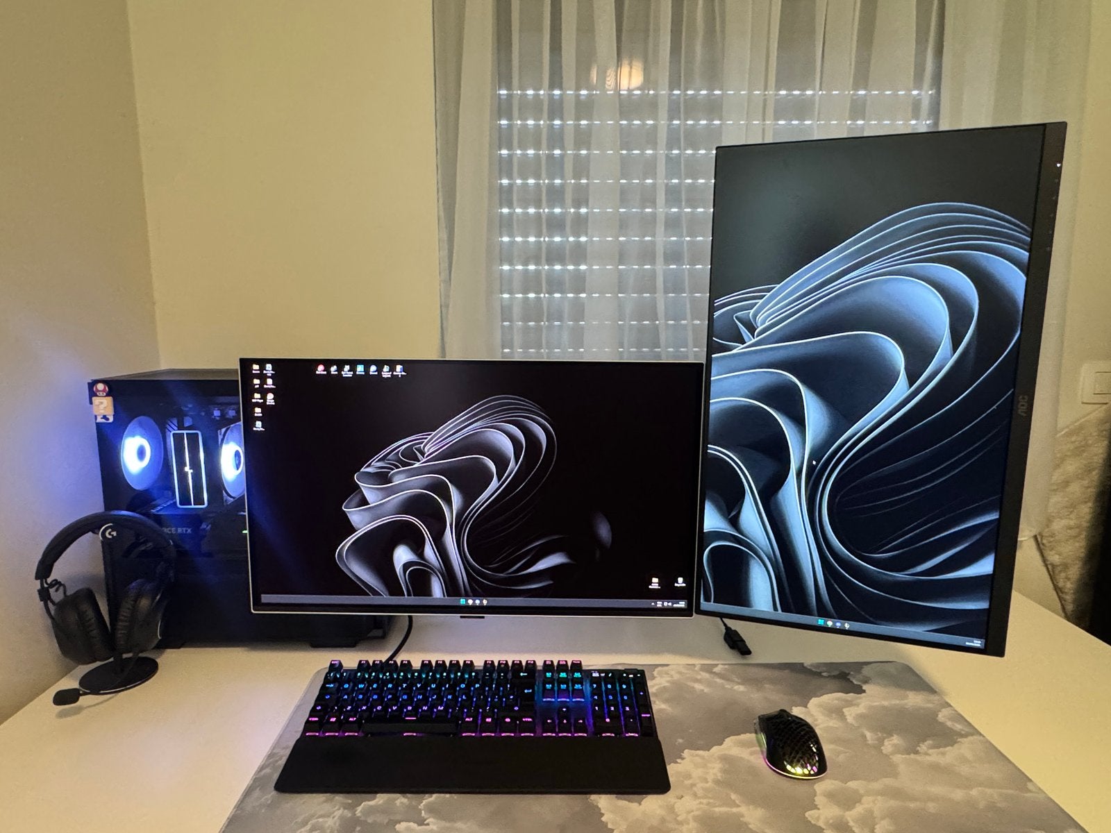 Complete Gaming Setup: PC, 2x QHD Monitor, Toetsenbord, Muis, Computers en Software, Ophalen, 32 GB, Zo goed als nieuw, Gaming