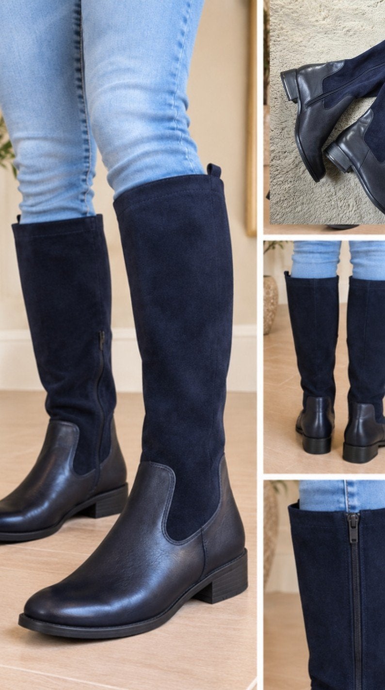 Zgn donker blauwe dameslaarzen maar 40 van Caprice, Ophalen of Verzenden, Zo goed als nieuw, Blauw, Hoge laarzen
